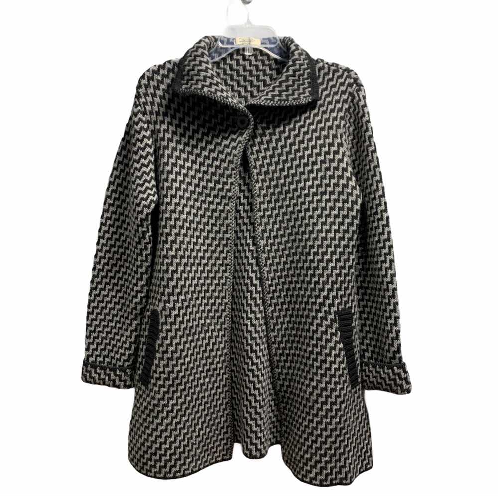 Cocogio sweater cardigan gray black made In Italy wool blend women’s medium